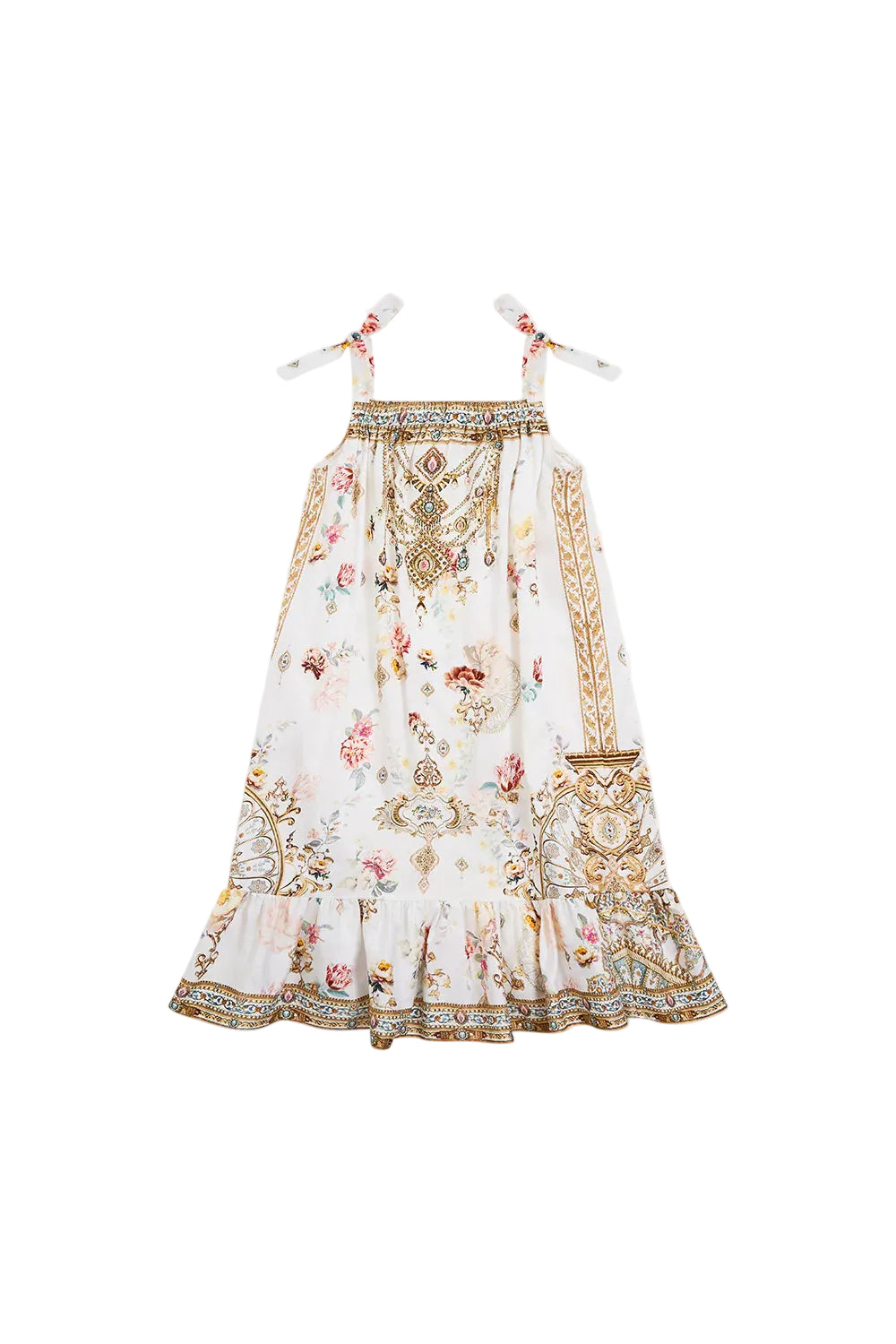 Ottoman Dynasty Kids Drawstring Maxi Dress With Bow Straps