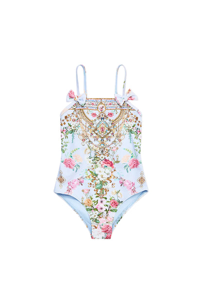 Tiled In Time Kids Straight Neck One Piece With Bow