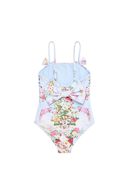 Tiled In Time Kids Straight Neck One Piece With Bow