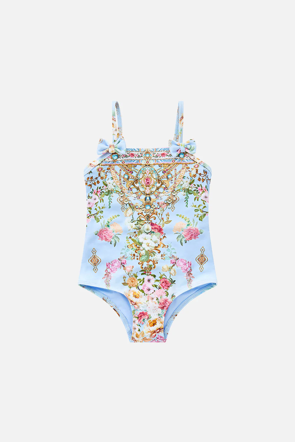 Tiled In Time Babies Straight Neck One Piece With Bows