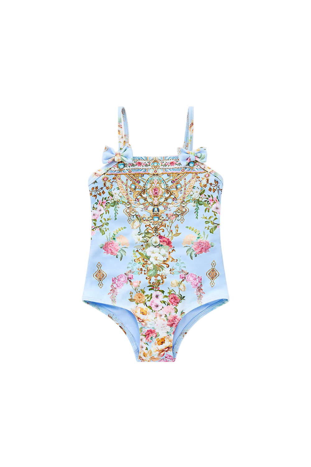 Tiled In Time Babies Straight Neck One Piece With Bows