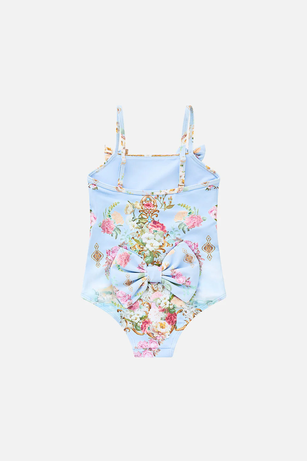 Tiled In Time Babies Straight Neck One Piece With Bows