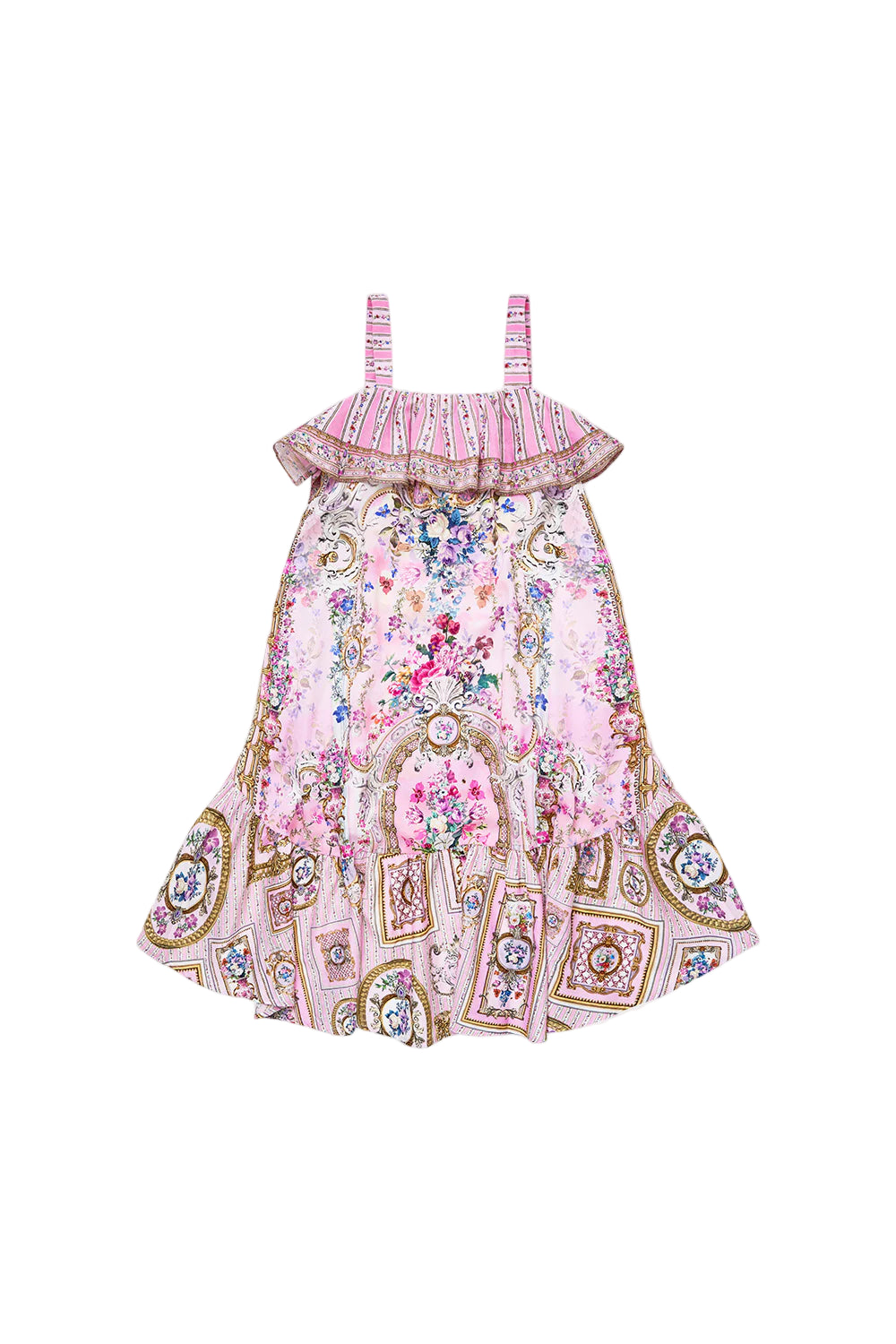 Palatial Pastels Kids Wide Strap High Low Dress With Frills
