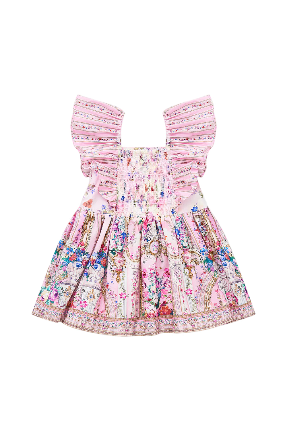 Palatial Pastels Babies Flared Dress with Frill Shoulder