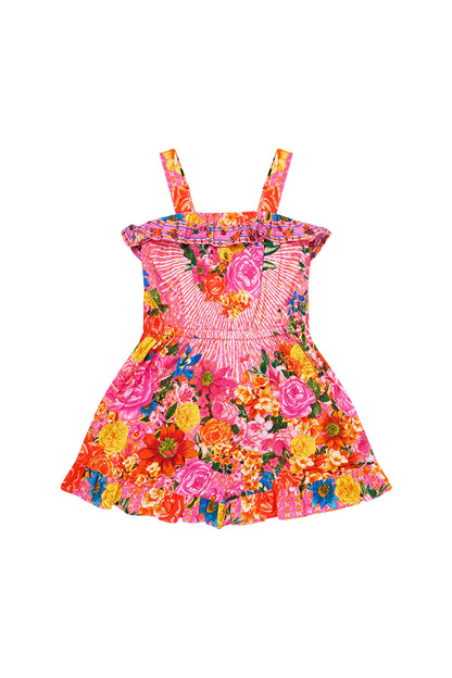 Illustration Nation Kids Wide Strap Playsuit With Frill Edges