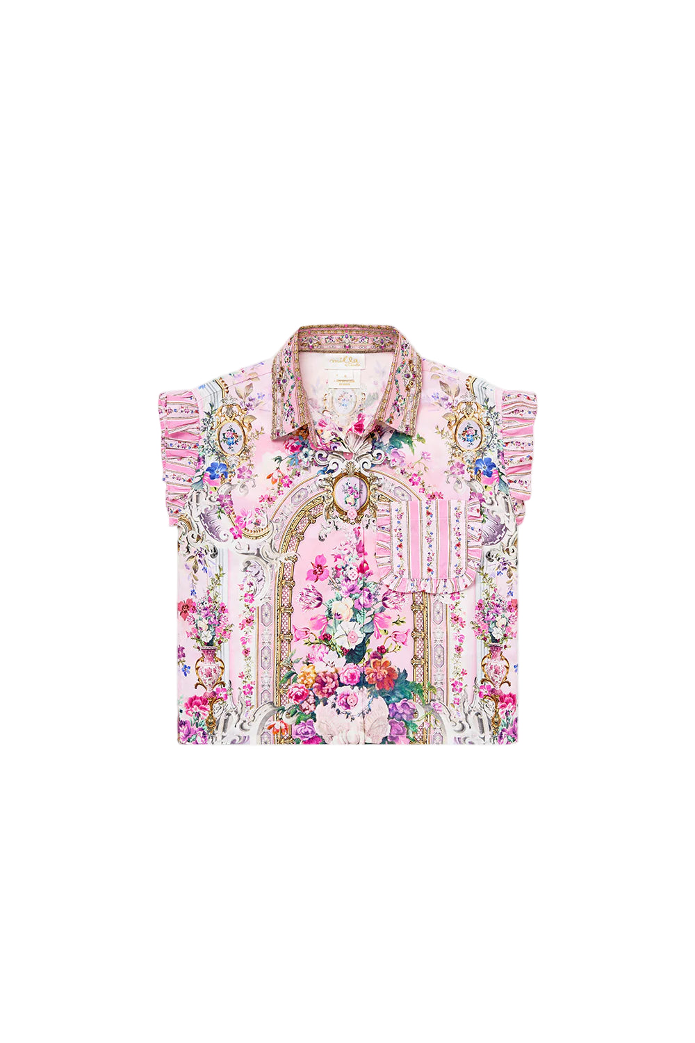 Palatial Pastels Kids Short Sleeve Shirt With Frill Pocket