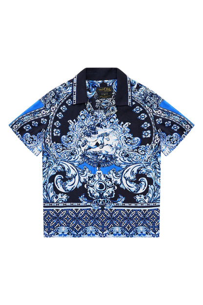 A Tiled Wonderland Boys Short Sleeve Camp Collared Shirt