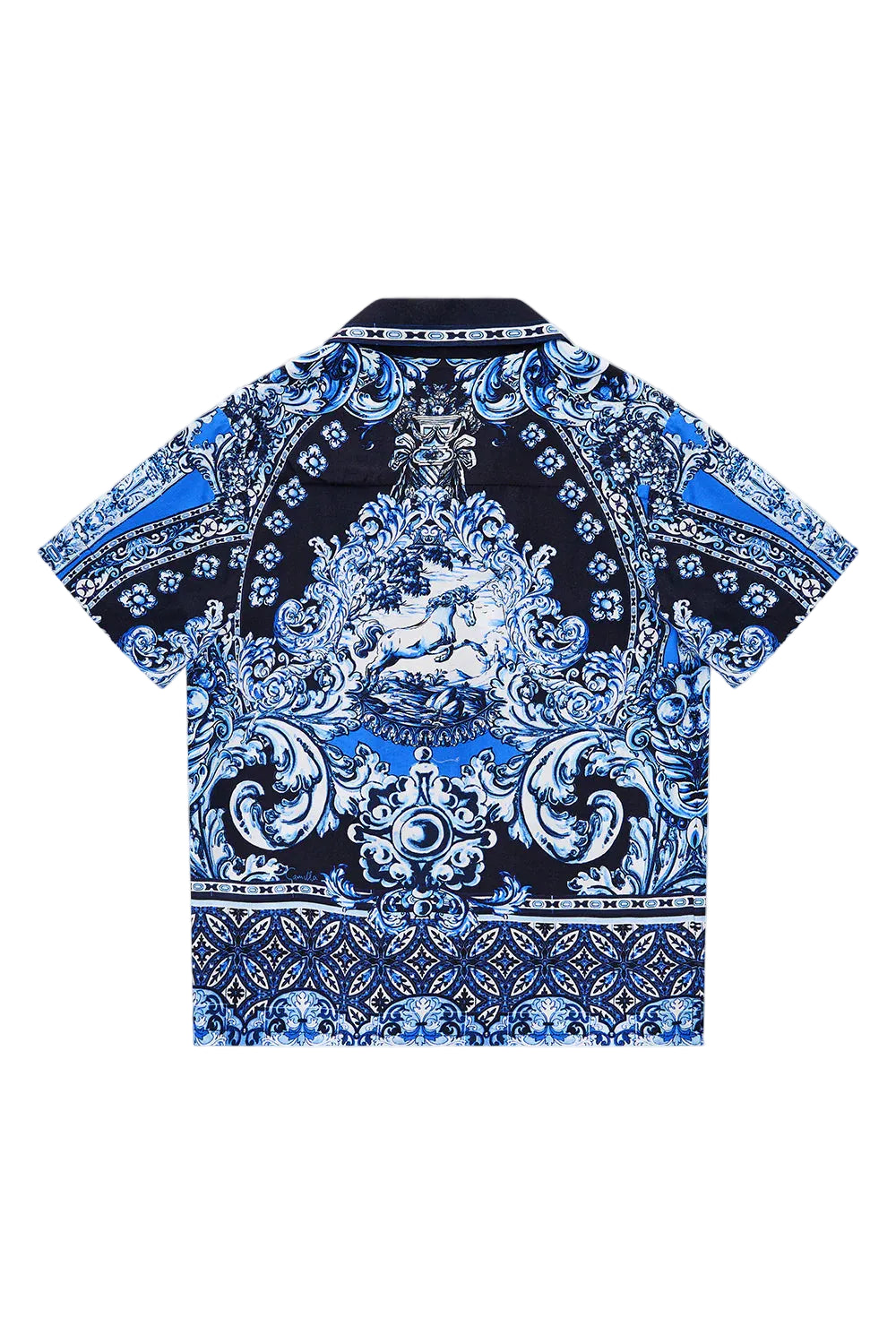 A Tiled Wonderland Boys Short Sleeve Camp Collared Shirt