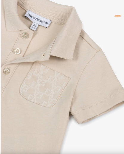 Baby Polo Shirt with Pocket Detail, Beige