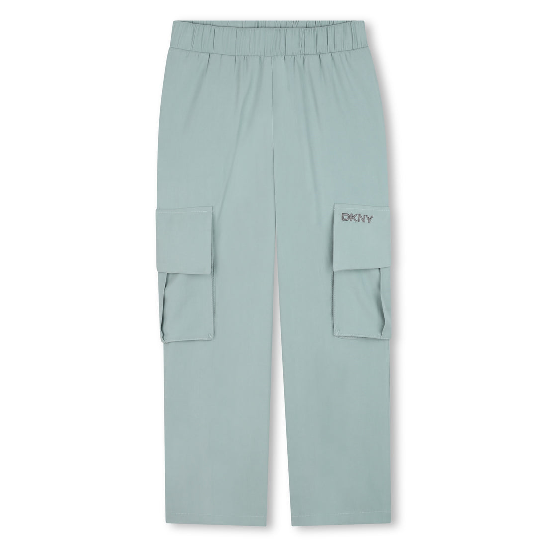 Wide-Leg Twill Trousers with Elasticated Waist and Silver Embroidery