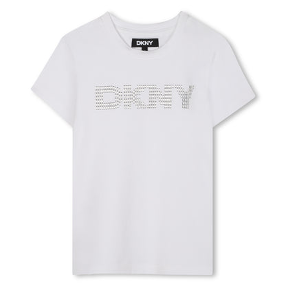 Studded Logo Stretch Cotton T-Shirt for Girls