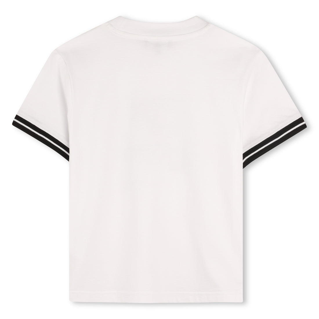 Organic Cotton Short Sleeve T-Shirt with Printed Front and Striped Sleeve Detail