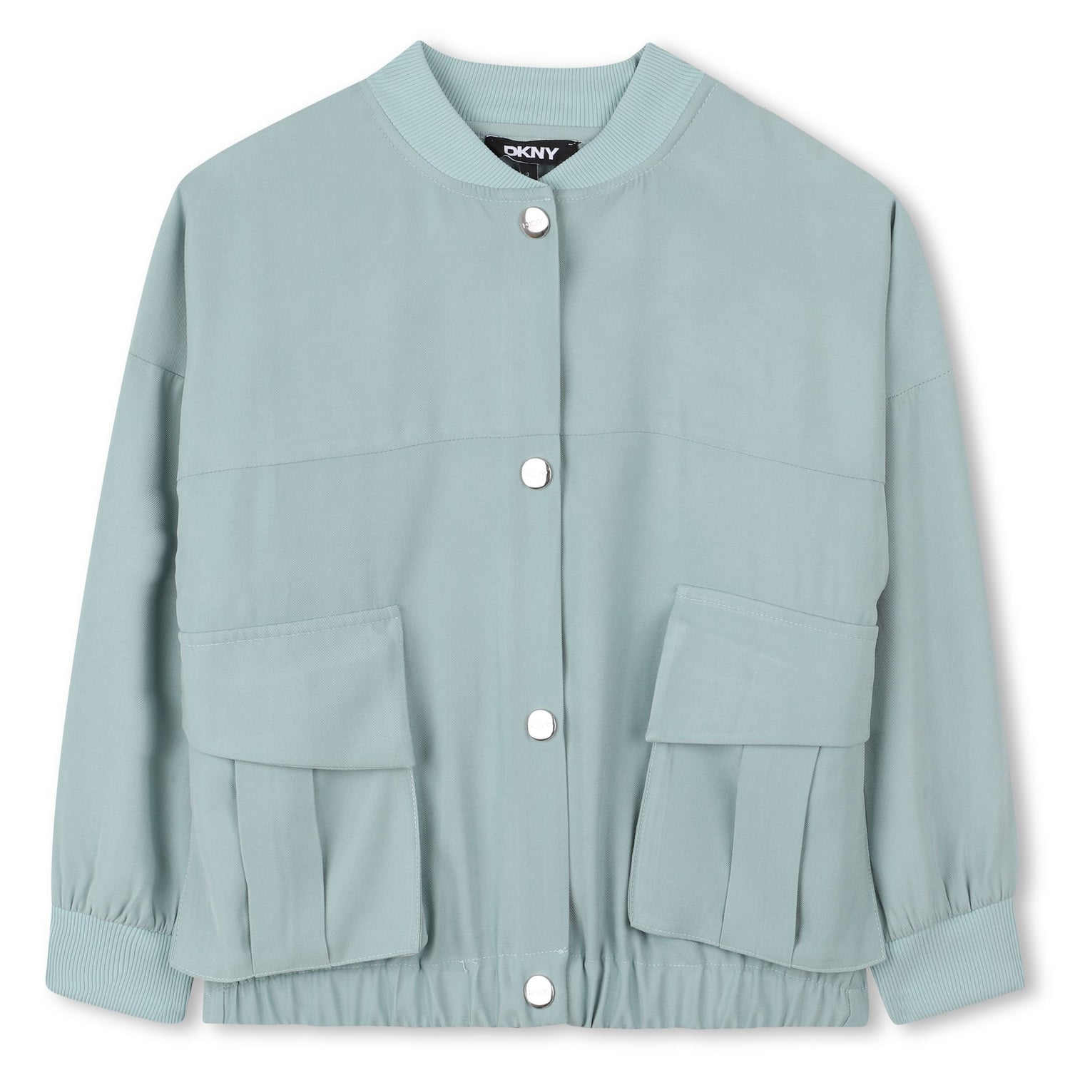 Light Twill Jacket with Snap Fastening and Silver Back Embroidery