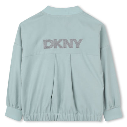 Light Twill Jacket with Snap Fastening and Silver Back Embroidery