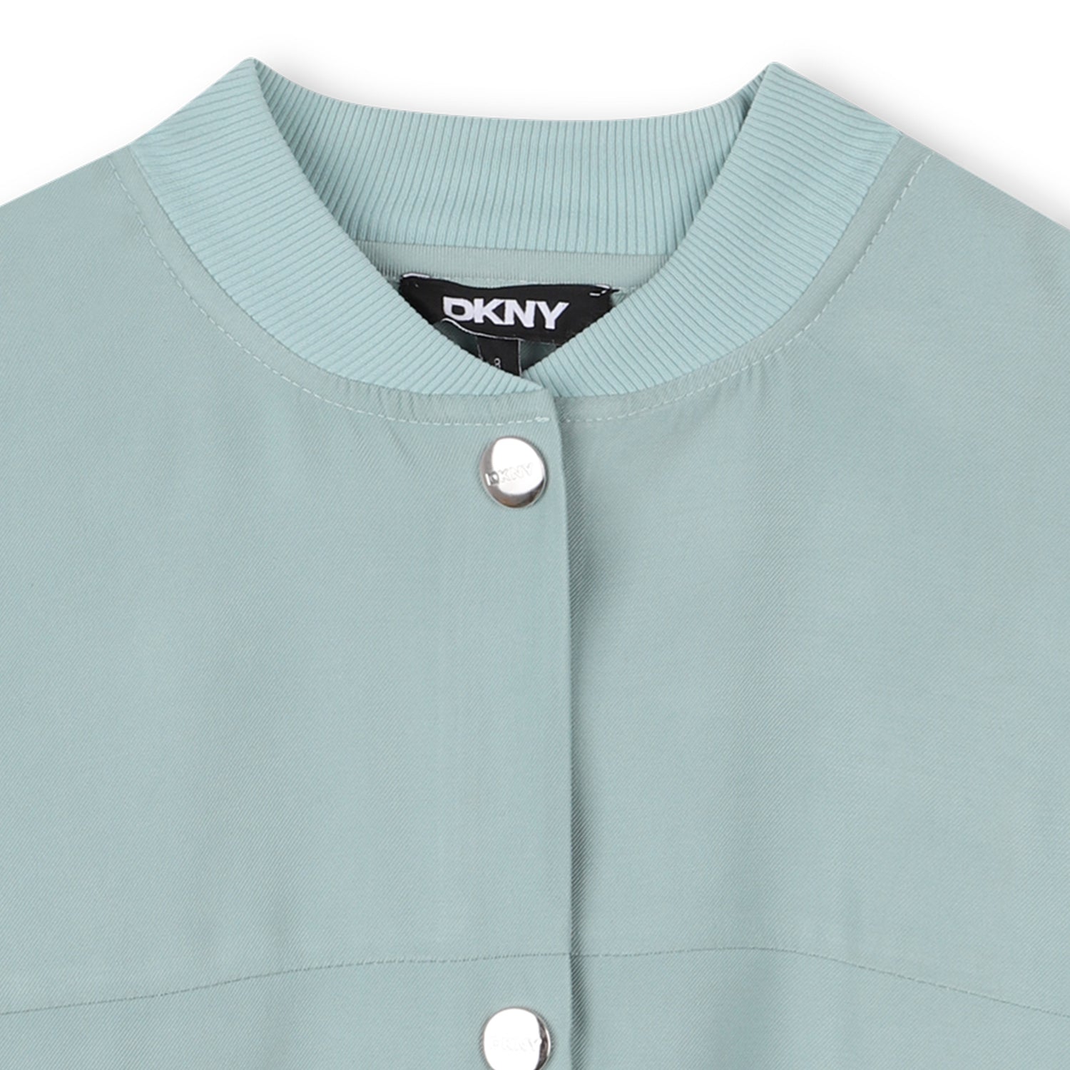 Light Twill Jacket with Snap Fastening and Silver Back Embroidery