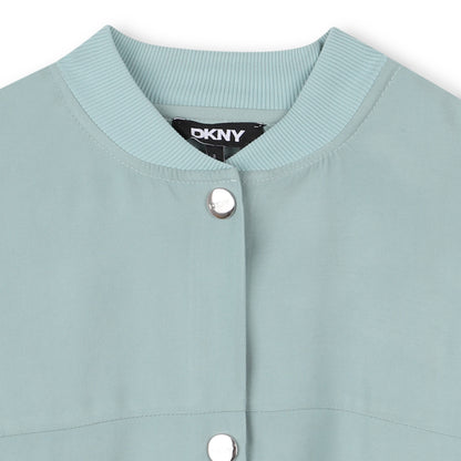 Light Twill Jacket with Snap Fastening and Silver Back Embroidery