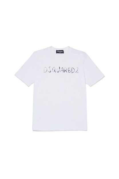 White Cotton Logo T-Shirt for Kids Dsquared Kid