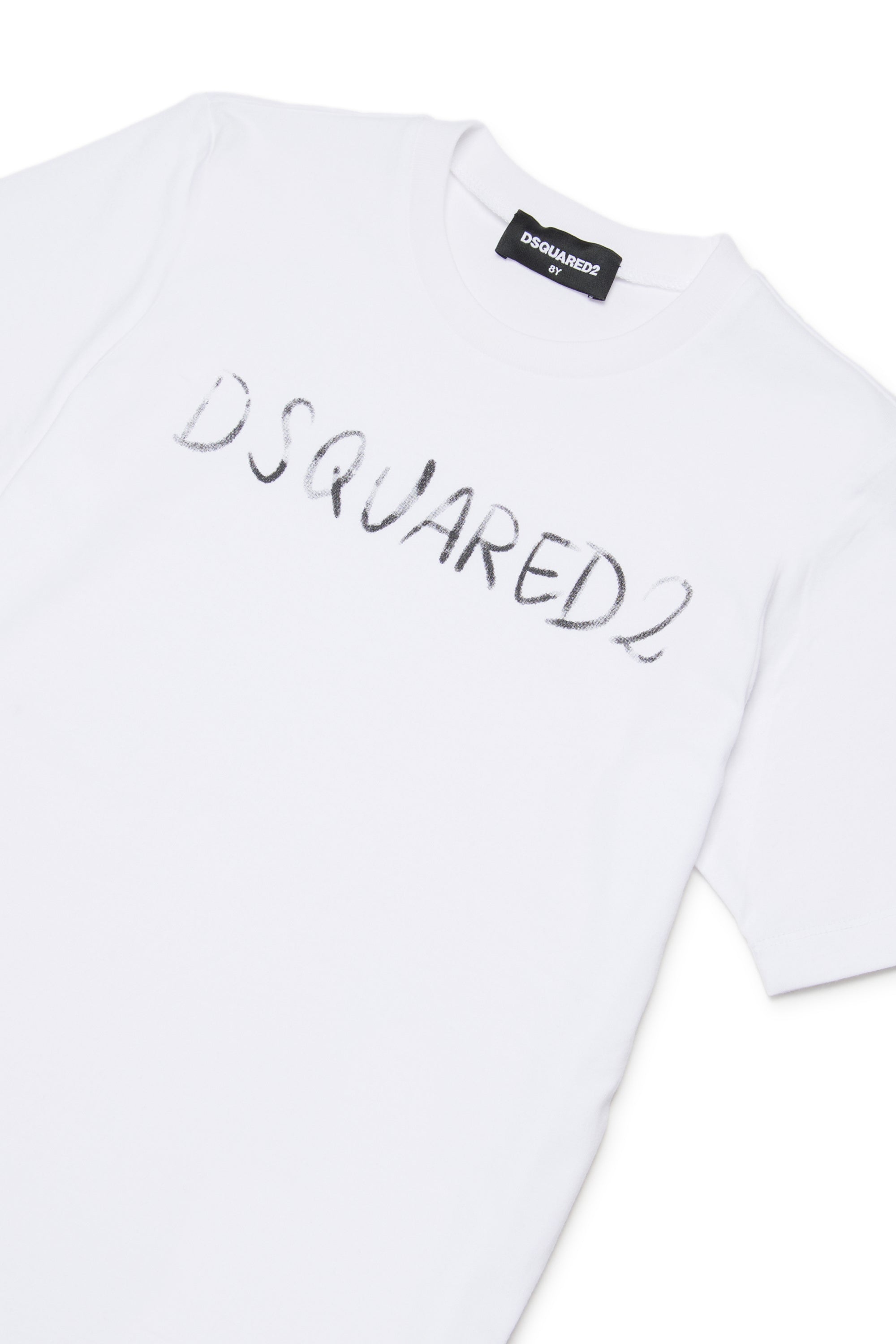 White Cotton Logo T-Shirt for Kids Dsquared Kid