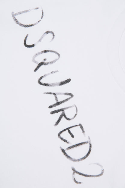 White Cotton Logo T-Shirt for Kids Dsquared Kid