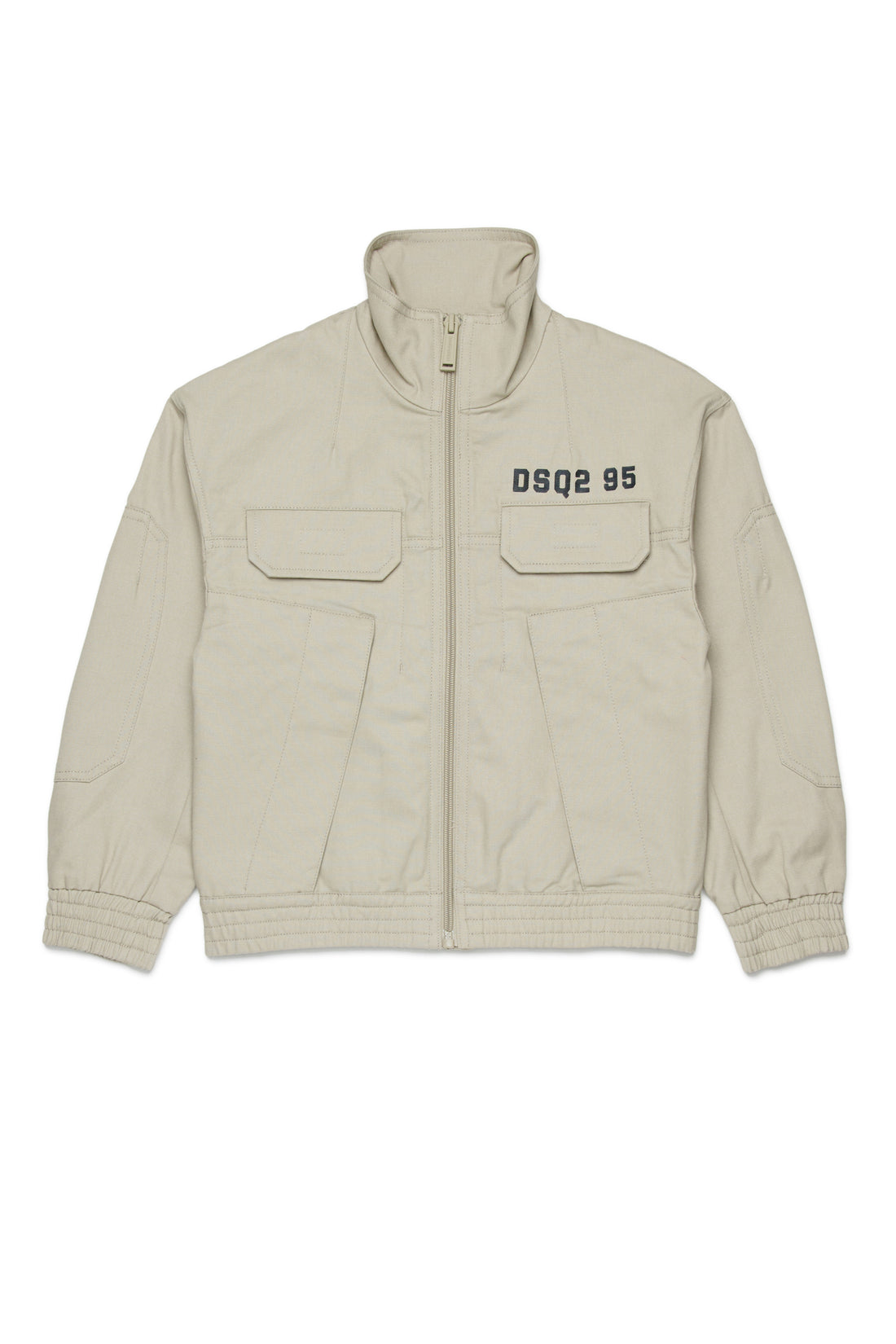 Beige Cotton Zip Jacket for Kids