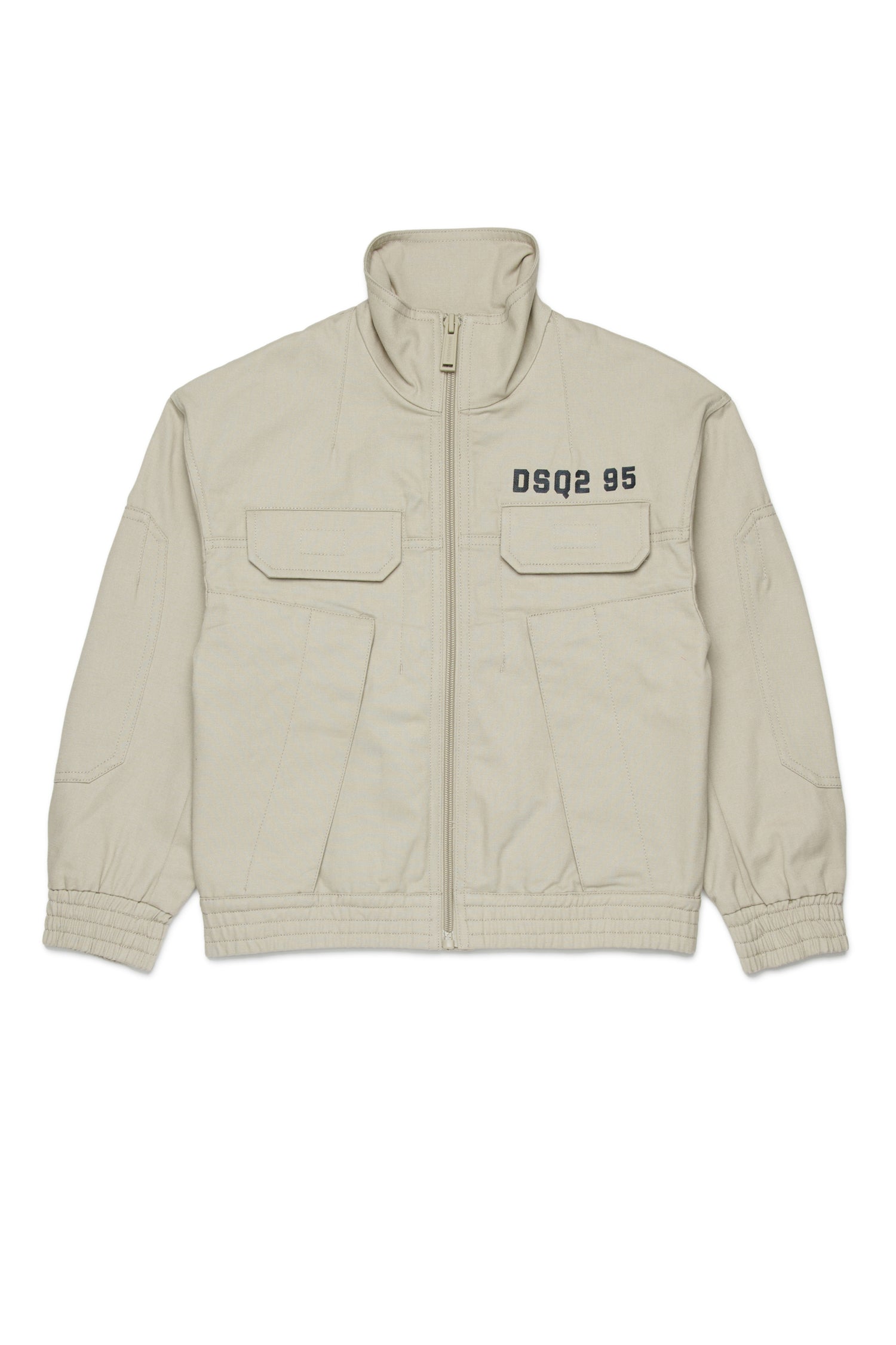 Beige Cotton Zip Jacket for Kids