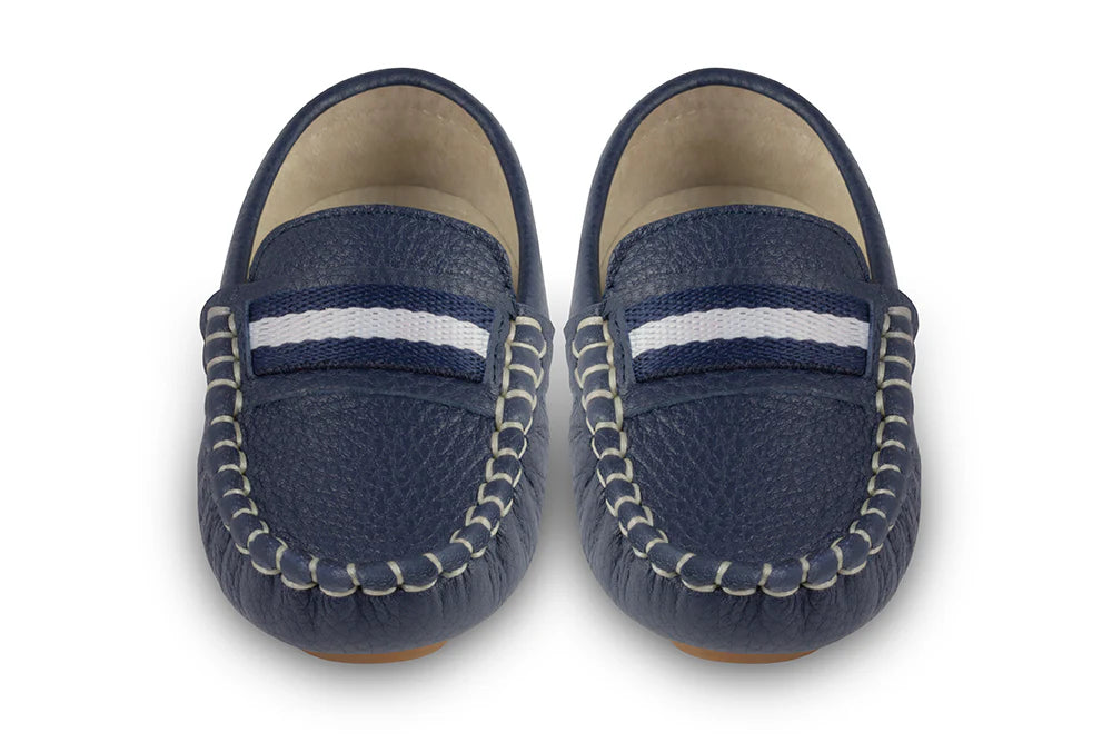 Navy Leather Loafers