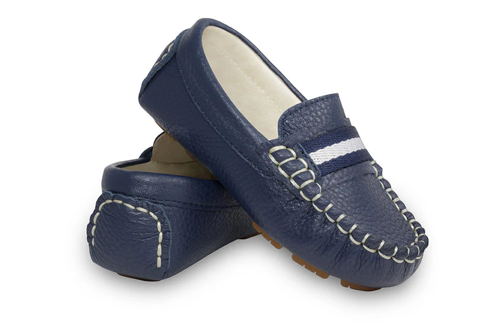 Navy Leather Loafers