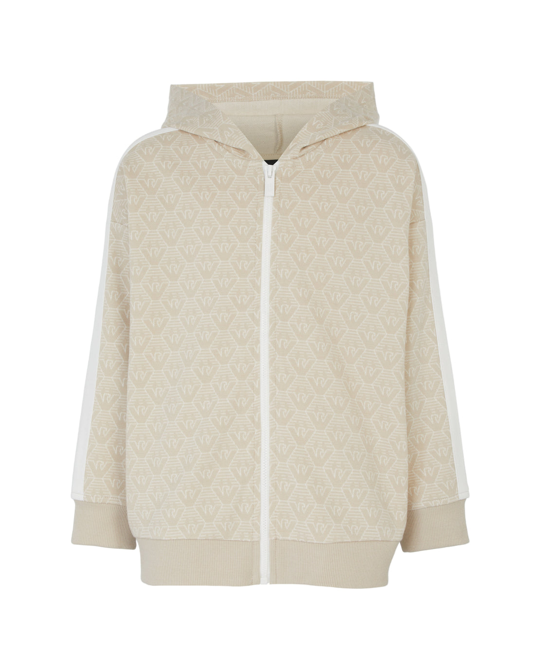 Textured Monogram Zip Hoodie – Neutral