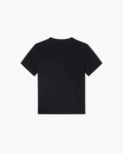 Kids Cotton T Shirt with Logo Detail, Navy