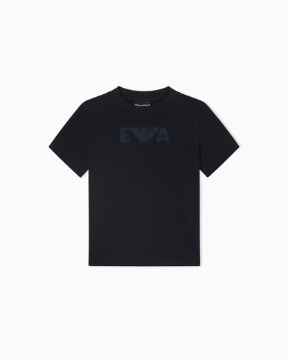 Kids Cotton T Shirt with Logo Detail, Navy
