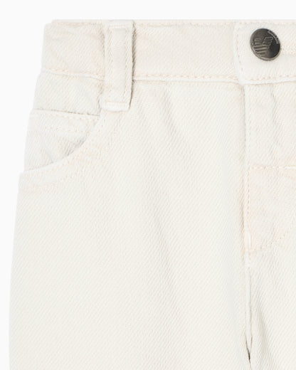 Cotton Drill Five-Pocket Jeans with Elasticated Back Waist