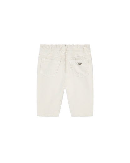 Cotton Drill Five-Pocket Jeans with Elasticated Back Waist