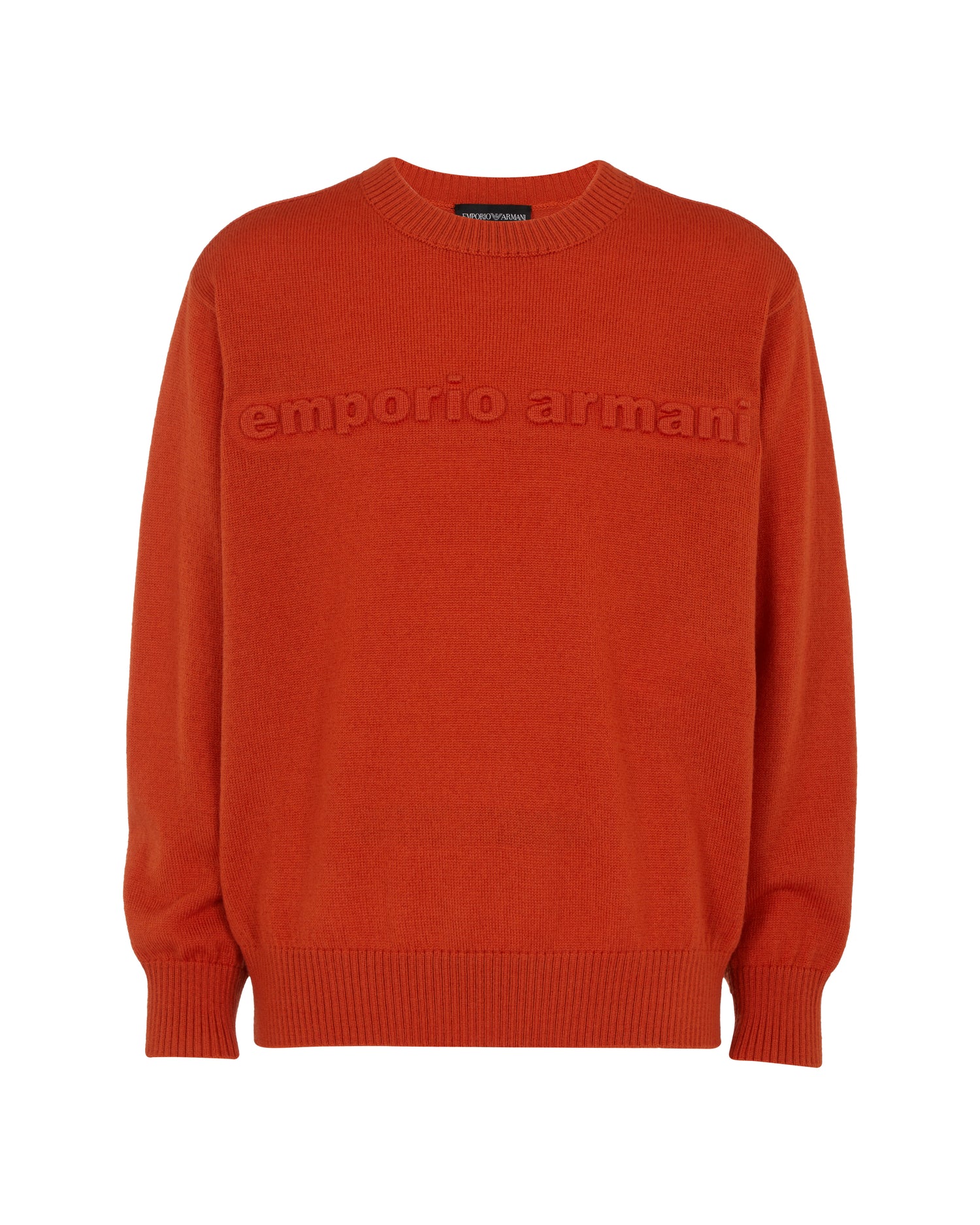 Embossed Rib-Knit Crew Sweater