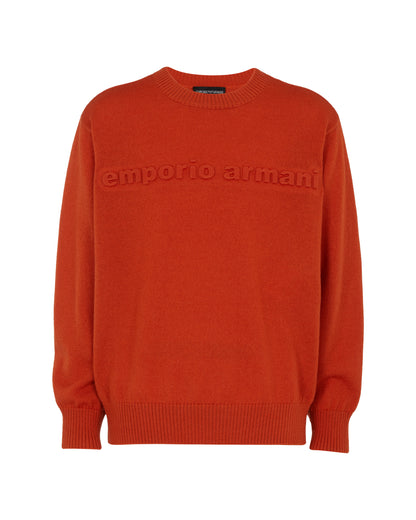 Embossed Rib-Knit Crew Sweater
