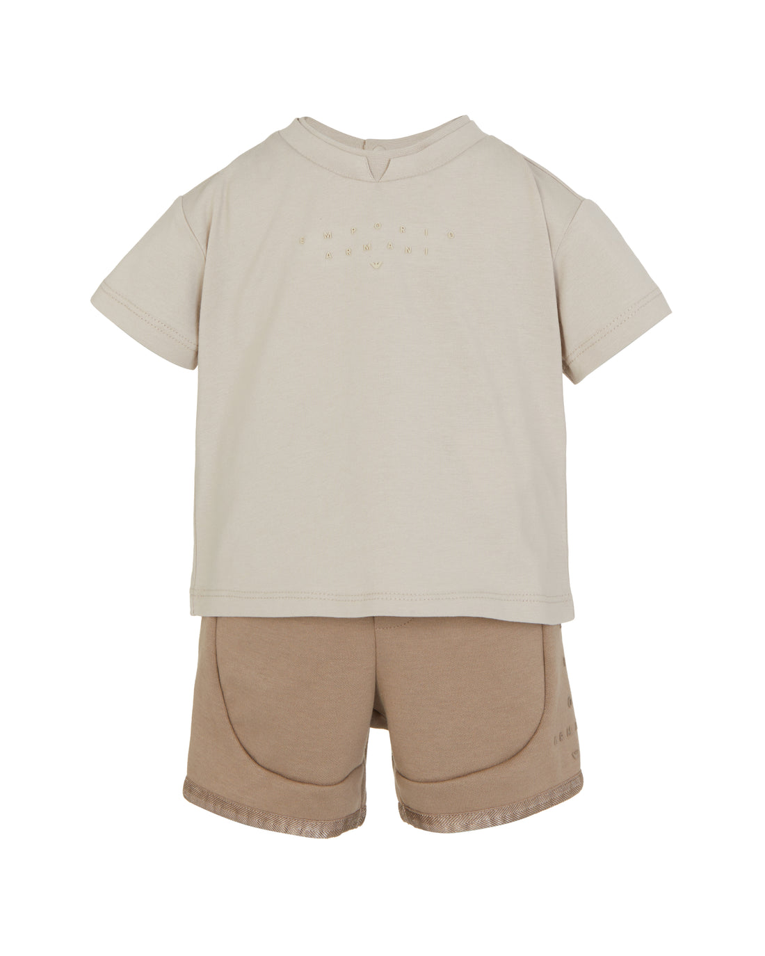 Studded Logo Tee & Herringbone-Trim Shorts Set