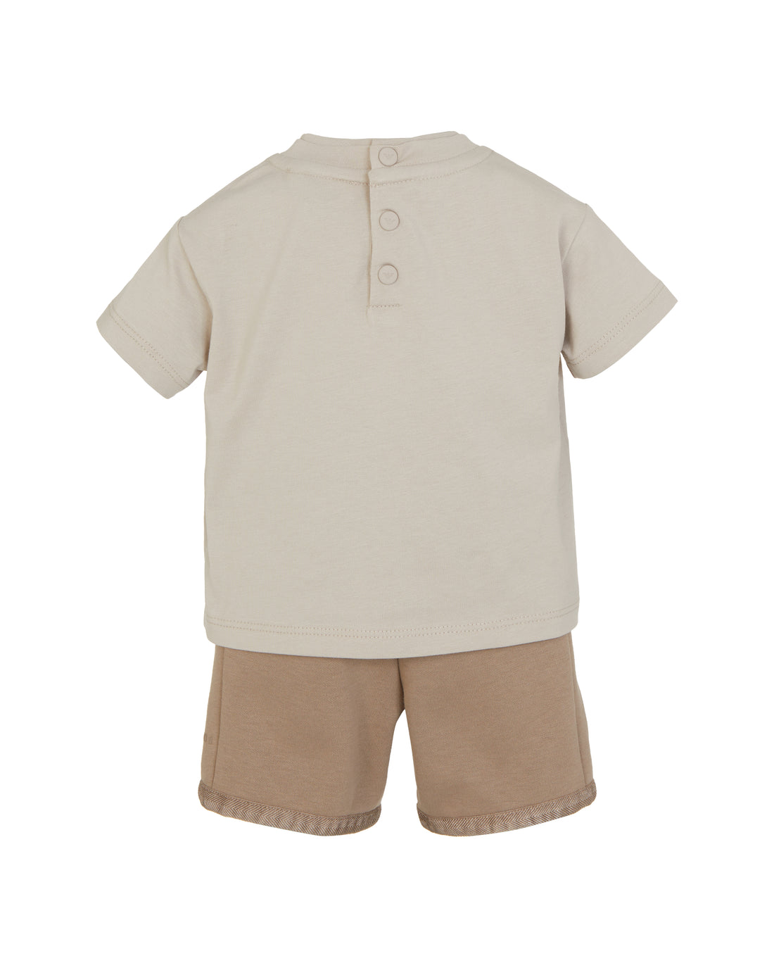 Studded Logo Tee & Herringbone-Trim Shorts Set