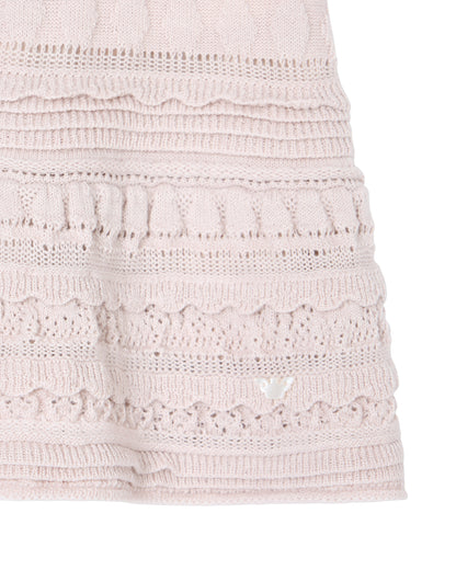 Wool-Blend Knit Dress with Micro Ruffles and Scalloped Hem