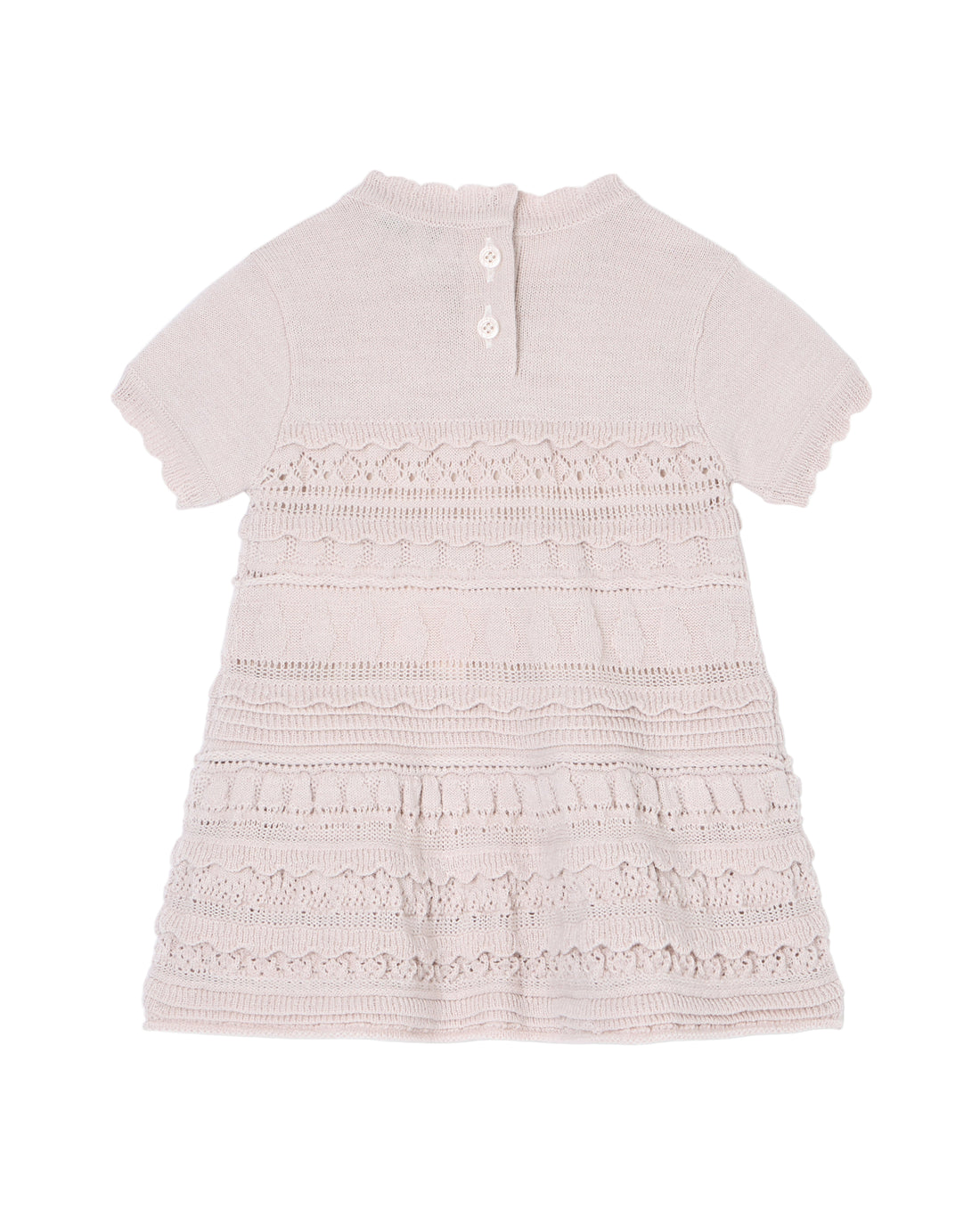 Wool-Blend Knit Dress with Micro Ruffles and Scalloped Hem