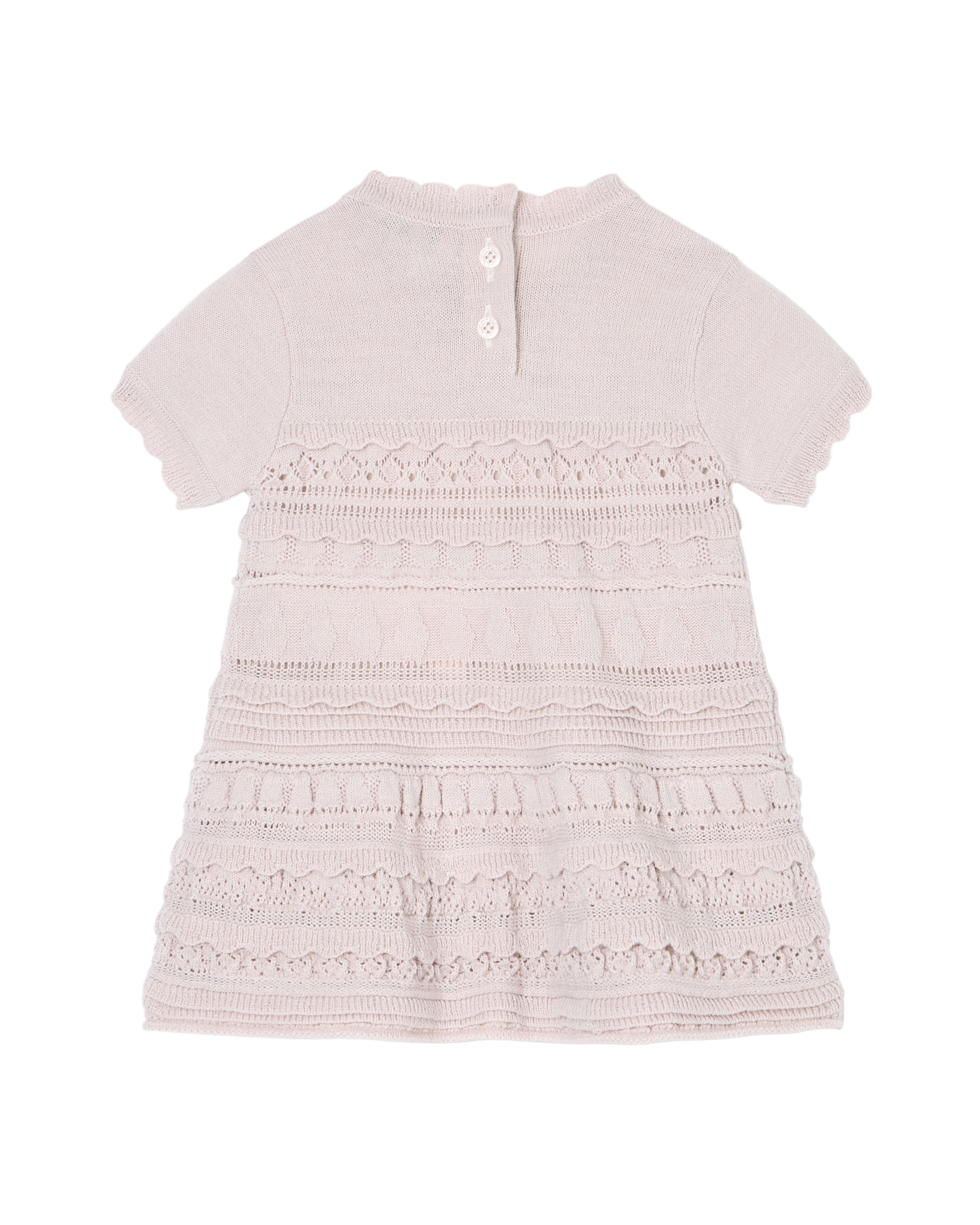 Wool-Blend Knit Dress with Micro Ruffles and Scalloped Hem