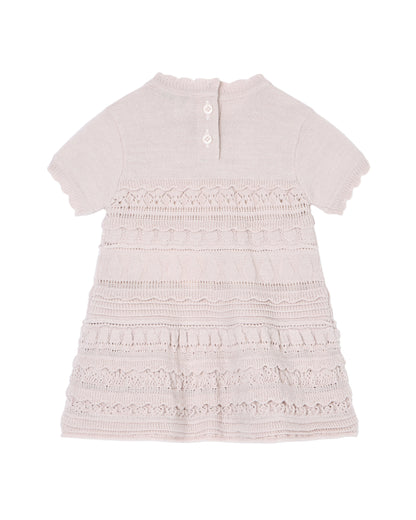 Wool-Blend Knit Dress with Micro Ruffles and Scalloped Hem