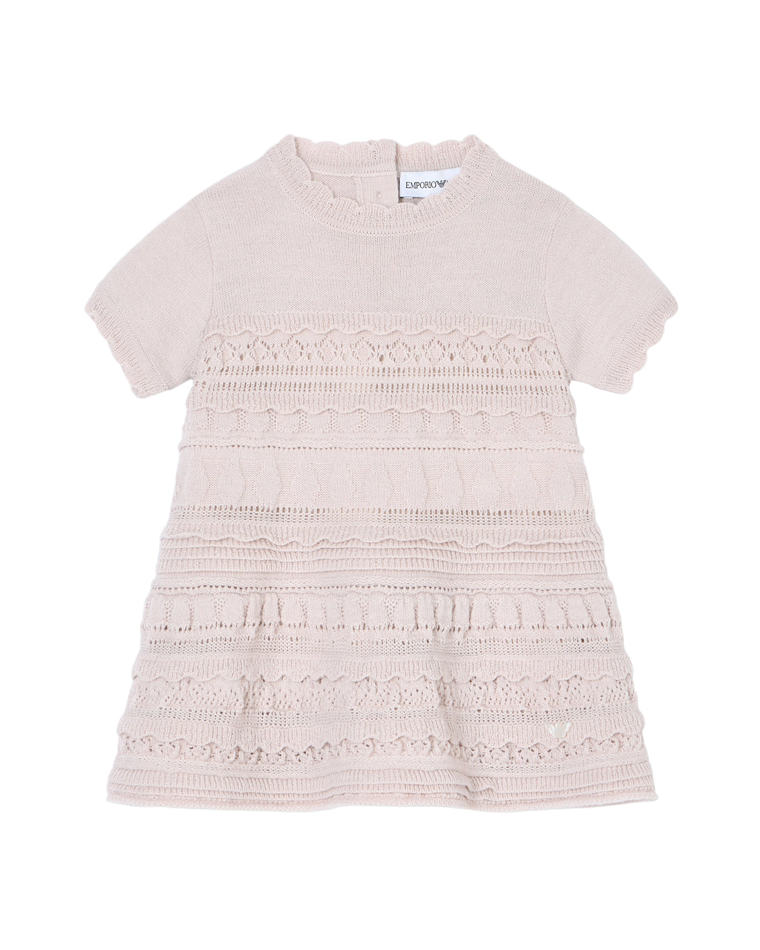 Wool-Blend Knit Dress with Micro Ruffles and Scalloped Hem
