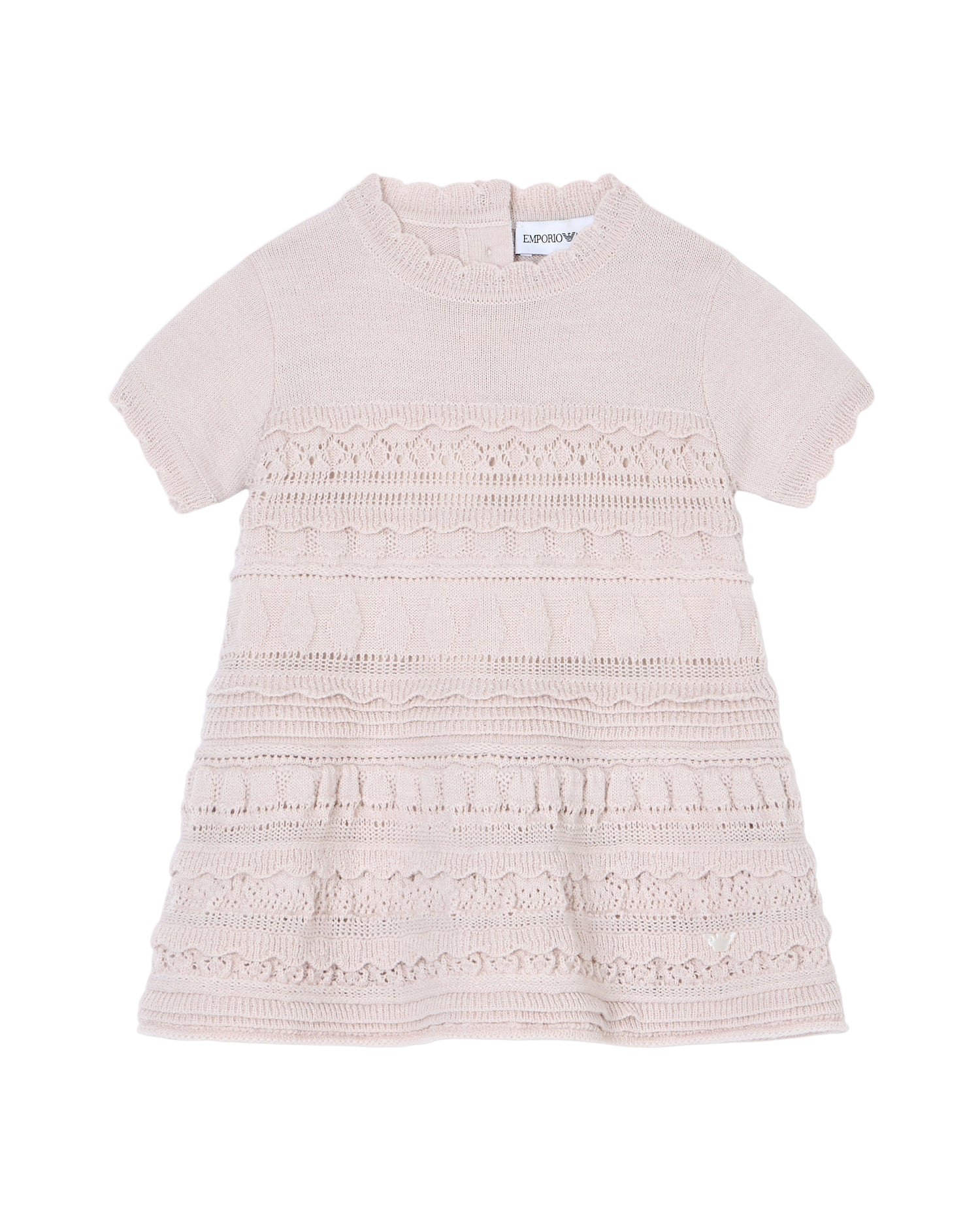 Wool-Blend Knit Dress with Micro Ruffles and Scalloped Hem