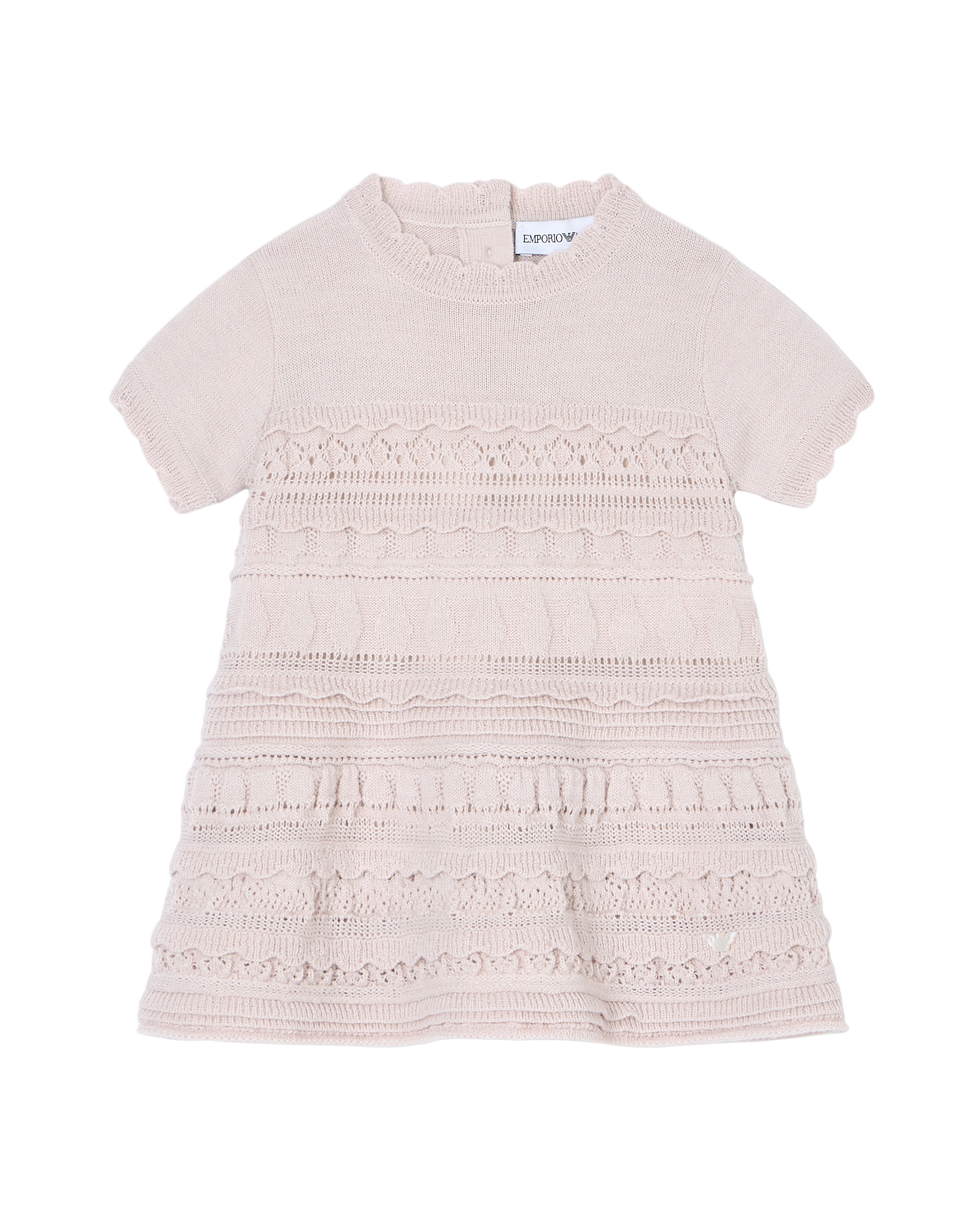 Wool-Blend Knit Dress with Micro Ruffles and Scalloped Hem