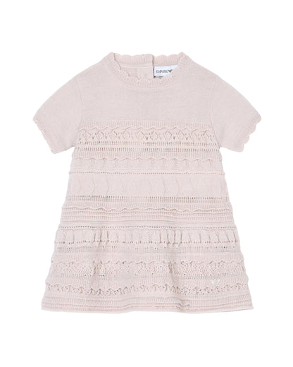 Wool-Blend Knit Dress with Micro Ruffles and Scalloped Hem