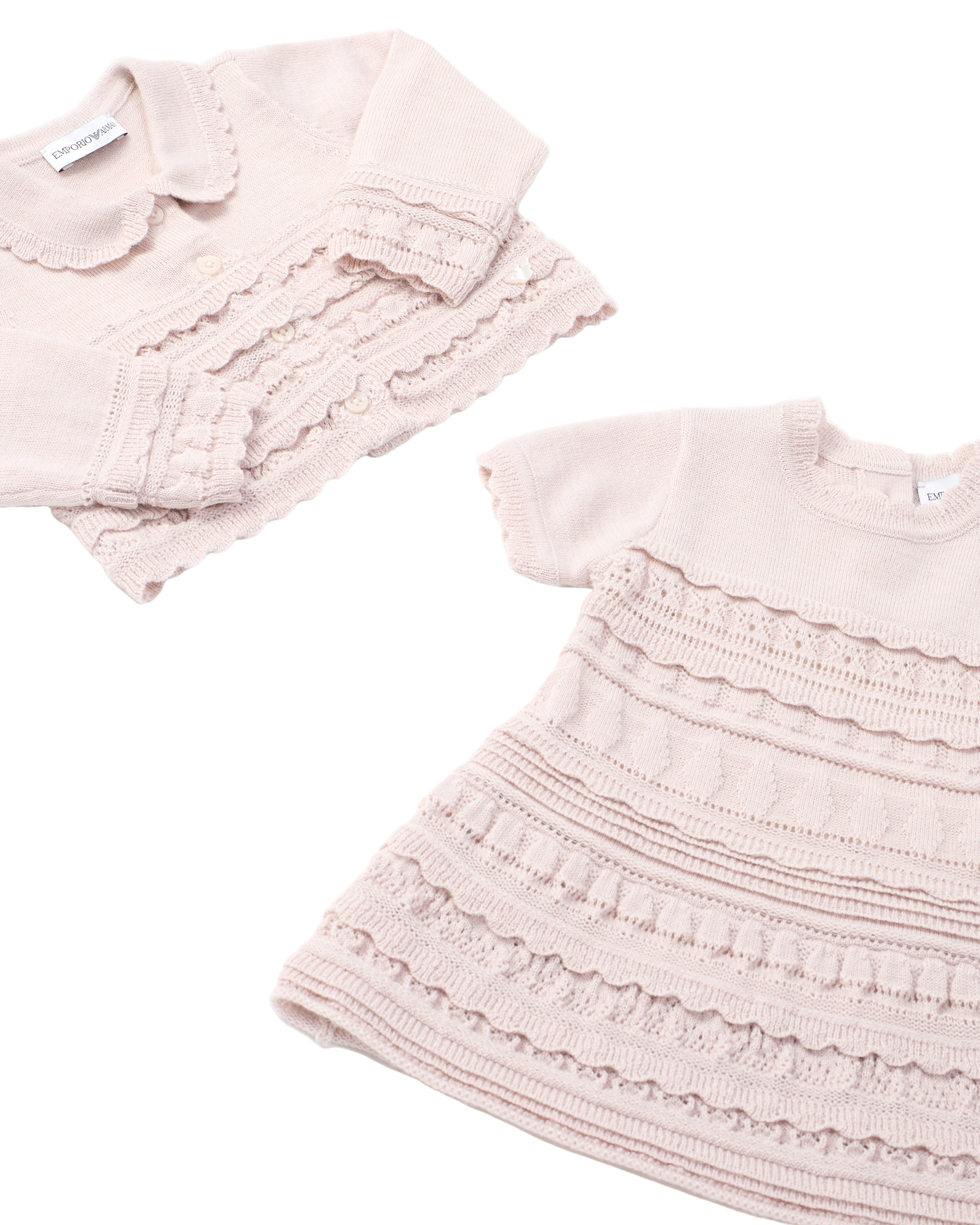 Wool-Blend Knit Dress with Micro Ruffles and Scalloped Hem
