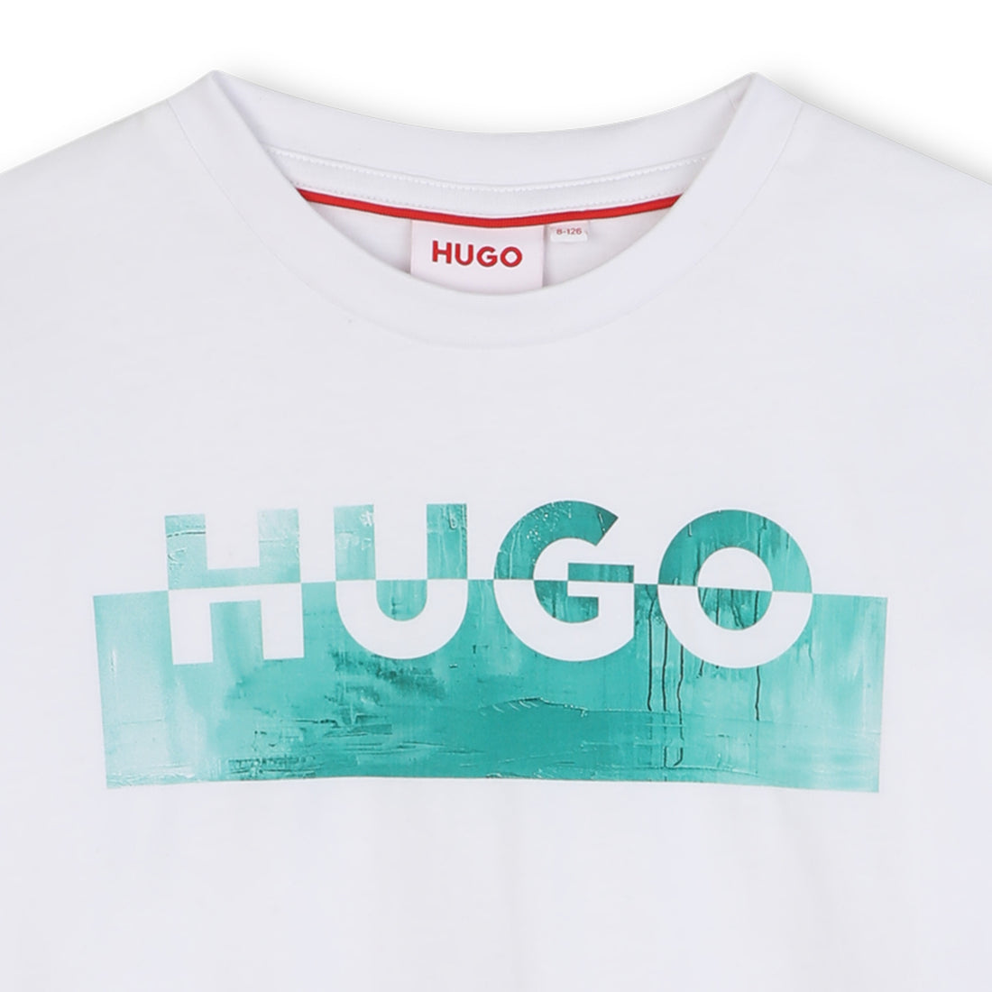 Black Organic Cotton Short Sleeve T-Shirt with Split Logo and All-Over Print Background