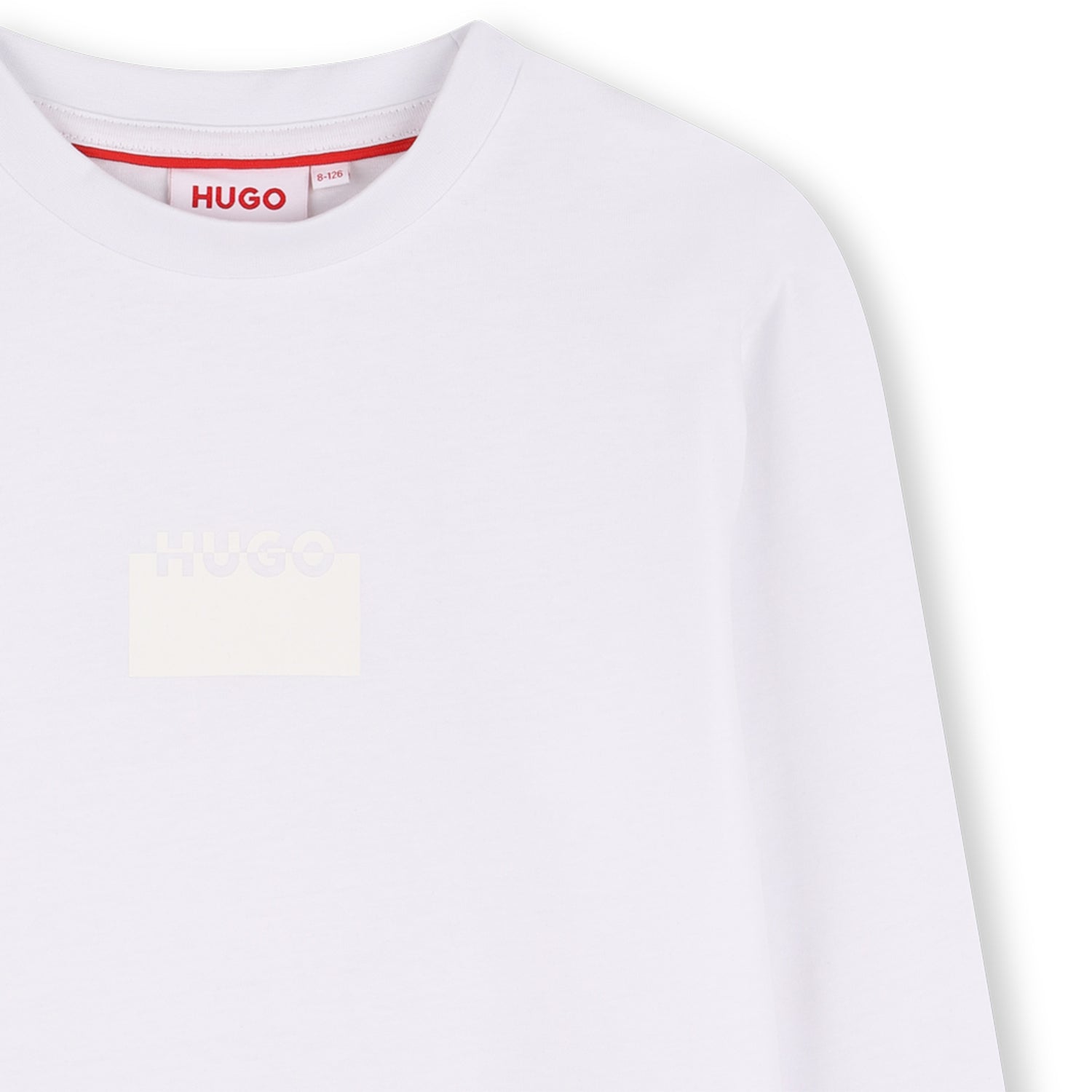 White Organic Cotton Long Sleeve T-Shirt with Split Logo Print
