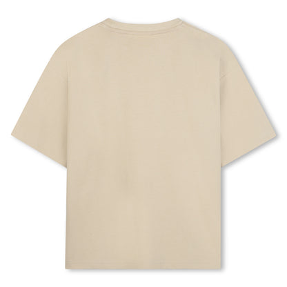 Stone Organic Cotton Short Sleeve T-Shirt with Velvet Effect Square Logo