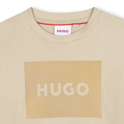 Stone Organic Cotton Short Sleeve T-Shirt with Velvet Effect Square Logo