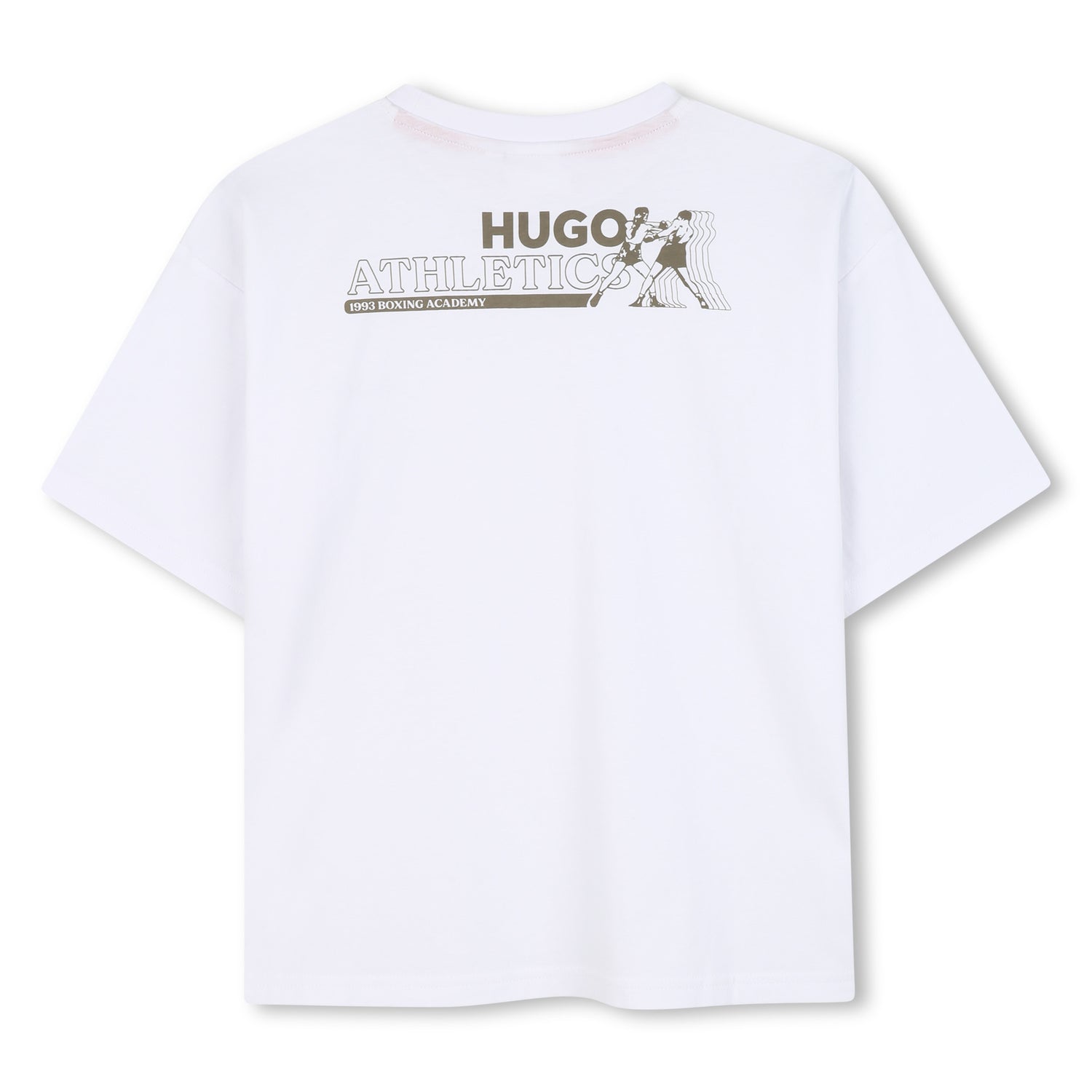White Organic Cotton T-Shirt with Hugo Boxing Academy Back Print